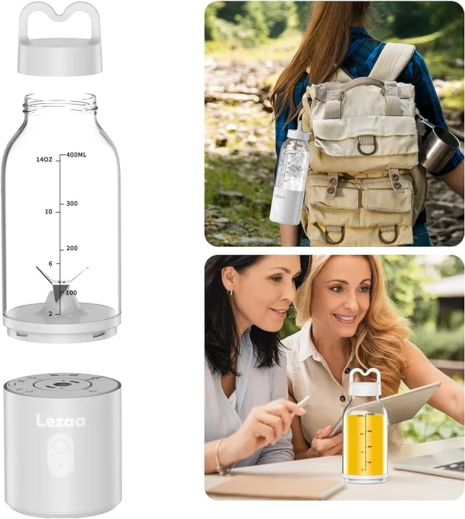 Travel portable rechargeable blender for making smoothies and protein shakes on the go