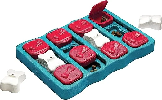 Outward Hound Interactive Puzzle Toy for dog training, offering mental stimulation by challenging your dog with hidden treat compartments during training breaks.

brainybuyz.com brainy buyz pet dog