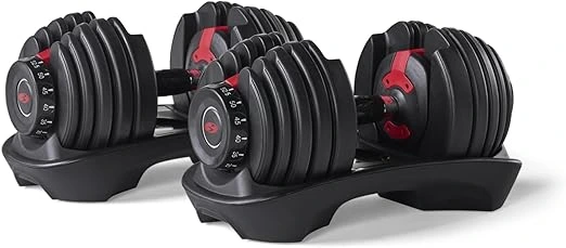 Bowflex SelectTech Adjustable Dumbbells, perfect for strength training and maximizing the benefits of gym workouts at home.