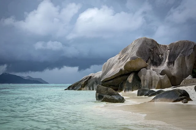 Granite boulders and white sand at Anse Source d’Argent beach in Seychelles, celebrated as one of the most beautiful islands in the world.