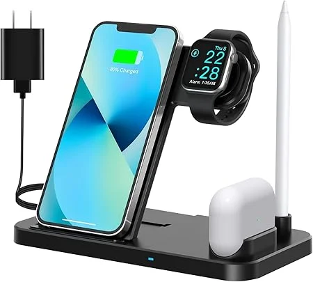 4-in-1 Wireless Charger Station for iPhone, iWatch, AirPods, and Apple Pencil - Random Amazon Finds.