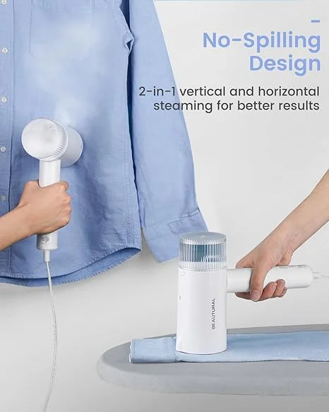 Compact foldable handheld clothing steamer featured on Amazon TikTok, perfect for quick and easy wrinkle removal